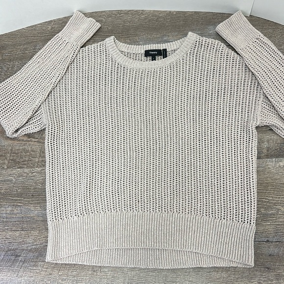 Theory Sweaters - Theory Arshan Open Knit Sweater-Oatmeal Size Large